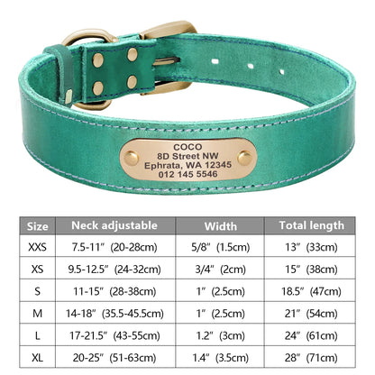 Custom Dog Collar Leather Dog Tag Collars Engraved Pet ID Tag Collars For Small Medium Large Dogs French Bulldog Pug Pitbull