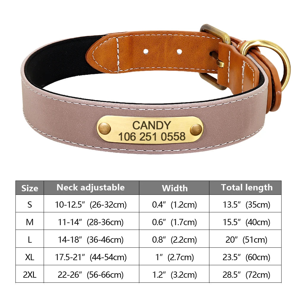 Custom Dog Collar Leather Dog Tag Collars Engraved Pet ID Tag Collars For Small Medium Large Dogs French Bulldog Pug Pitbull
