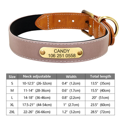 Custom Dog Collar Leather Dog Tag Collars Engraved Pet ID Tag Collars For Small Medium Large Dogs French Bulldog Pug Pitbull