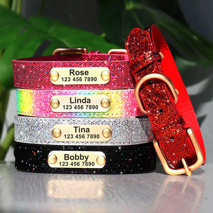 Personalized Dog Collar Bling Customized Anti-lost Pet ID Collar Adjustable Pet Necklace With Engraved Tag For Small Medium Dogs