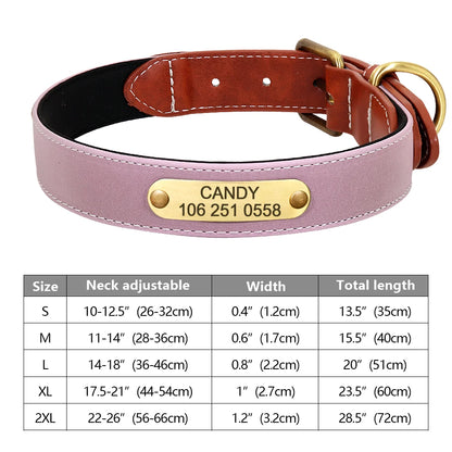 Custom Dog Collar Leather Dog Tag Collars Engraved Pet ID Tag Collars For Small Medium Large Dogs French Bulldog Pug Pitbull