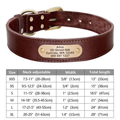 Custom Dog Collar Leather Dog Tag Collars Engraved Pet ID Tag Collars For Small Medium Large Dogs French Bulldog Pug Pitbull
