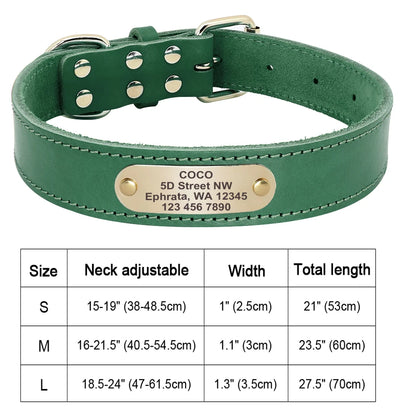 Custom Dog Collar Leather Dog Tag Collars Engraved Pet ID Tag Collars For Small Medium Large Dogs French Bulldog Pug Pitbull