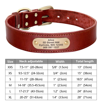 Custom Dog Collar Leather Dog Tag Collars Engraved Pet ID Tag Collars For Small Medium Large Dogs French Bulldog Pug Pitbull