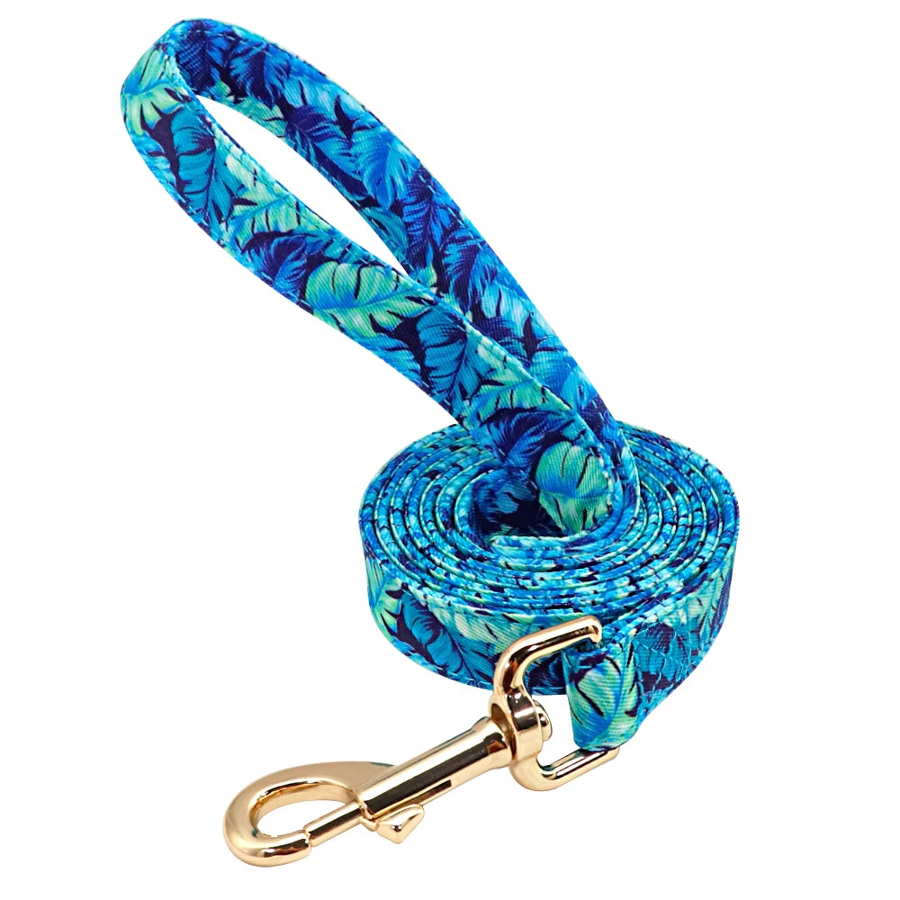 Personalized Printed Dog Collar Leash Set Customized Nylon Pet Collar Leash Free Engraved Nameplate For Small Medium Large Dogs