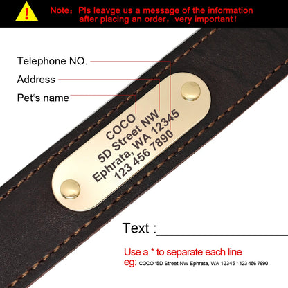 Custom Dog Collar Leather Dog Tag Collars Engraved Pet ID Tag Collars For Small Medium Large Dogs French Bulldog Pug Pitbull
