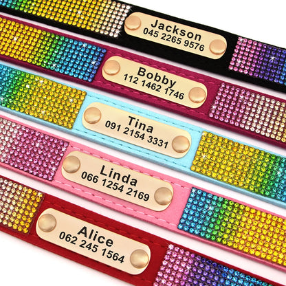 Personalized Dog Collar Bling Customized Anti-lost Pet ID Collar Adjustable Pet Necklace With Engraved Tag For Small Medium Dogs