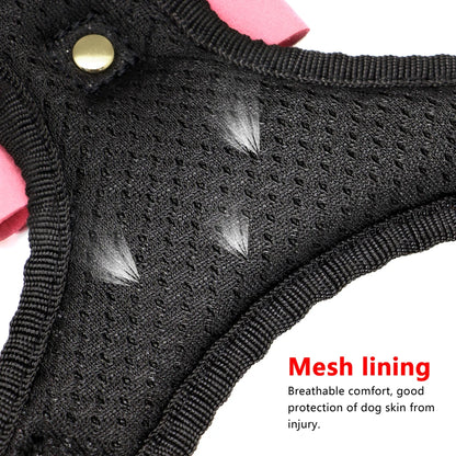 Fashion Reflective Bling Rhinestone Dog Harness Nylon Pitbull Pug Small Medium Dogs Harnesses Vest With Bowknot Dog Accessories