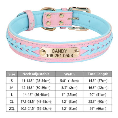 Custom Dog Collar Leather Dog Tag Collars Engraved Pet ID Tag Collars For Small Medium Large Dogs French Bulldog Pug Pitbull