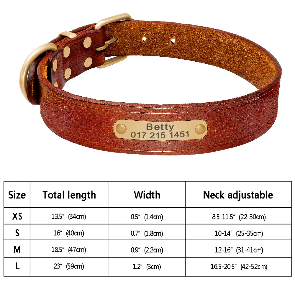 Custom Dog Collar Leather Dog Tag Collars Engraved Pet ID Tag Collars For Small Medium Large Dogs French Bulldog Pug Pitbull