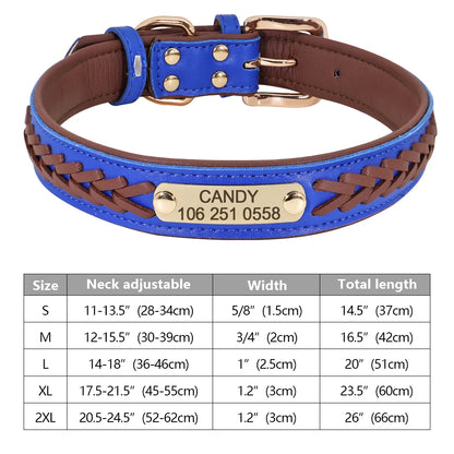 Custom Dog Collar Leather Dog Tag Collars Engraved Pet ID Tag Collars For Small Medium Large Dogs French Bulldog Pug Pitbull