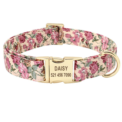 Personalized Dog Accessories Collar Nylon Printed Pet Puppy Collar Dog ID Collars Free Engraved ID for Small Medium Large Dogs