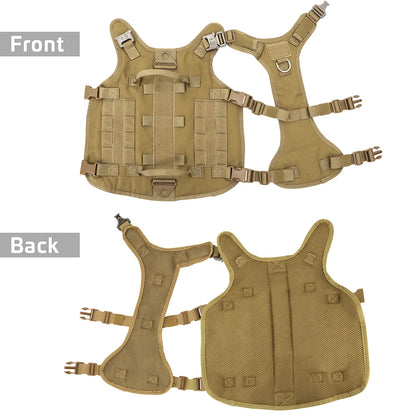 Tactical Military Dog Harness Collar Leash Set Durable Big Dog Training Harness Vest MOLLE For Large Dogs With Pouches Flag