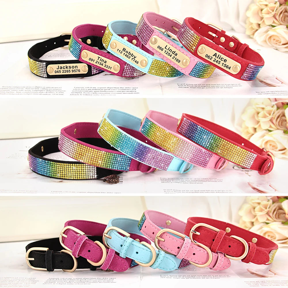 Personalized Dog Collar Bling Customized Anti-lost Pet ID Collar Adjustable Pet Necklace With Engraved Tag For Small Medium Dogs