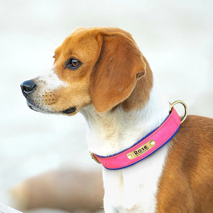 Custom Leather Dog Collar Personalized Collars with Free Engraved Nameplate for Small Medium Large Dogs Pitbull Labrador XS-XXL