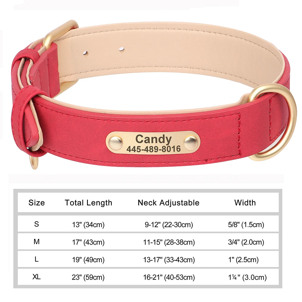 Custom Leather Dog Collar Personalized Collars with Free Engraved Nameplate for Small Medium Large Dogs Pitbull Labrador XS-XXL