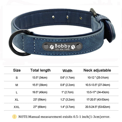 Custom Leather Dog Collar Personalized Collars with Free Engraved Nameplate for Small Medium Large Dogs Pitbull Labrador XS-XXL