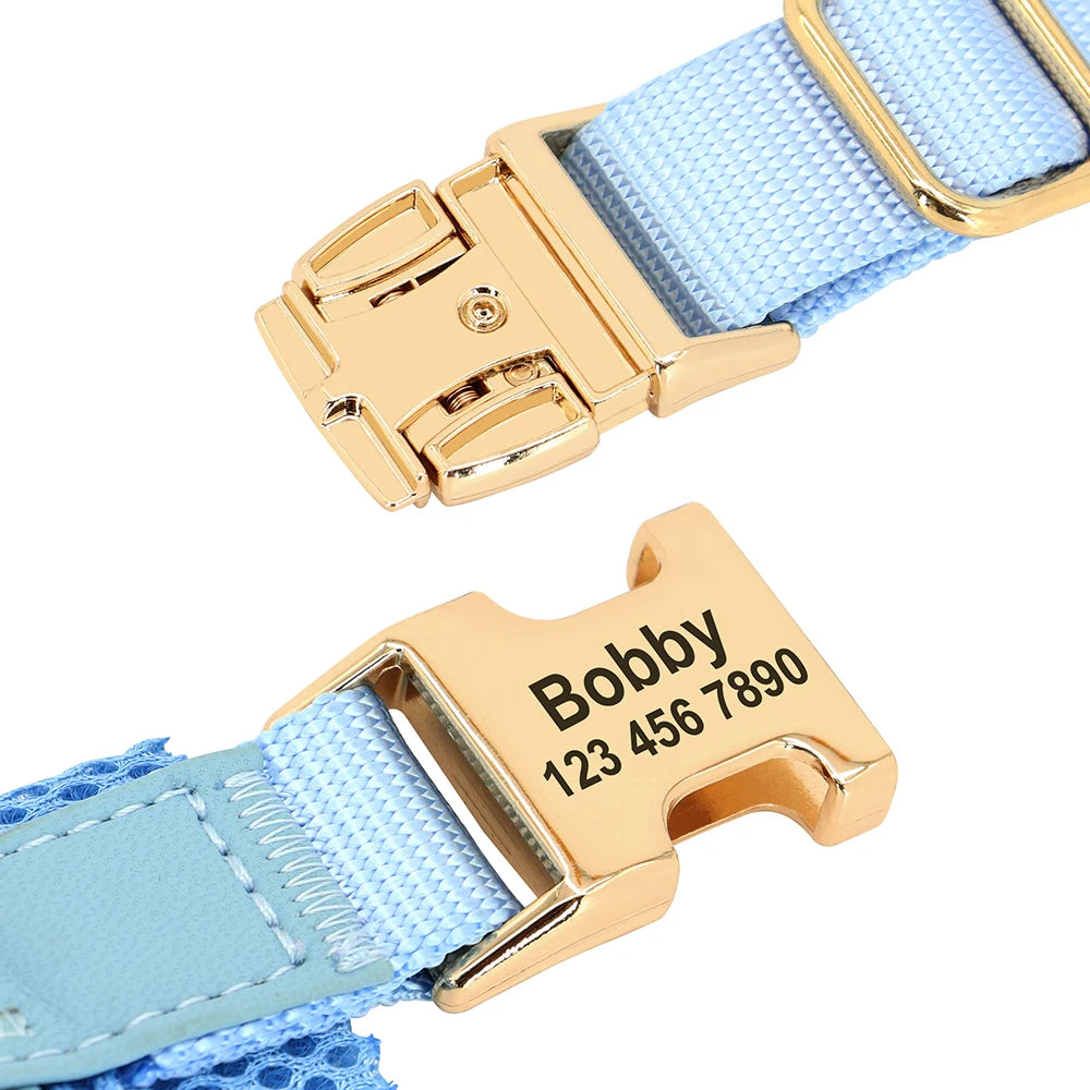 Personalized Large Dog Harness Adjustable Engraved Mesh Leather Pet Harness Vest For Small Medium Large Dogs Pet Supplies XS-XL