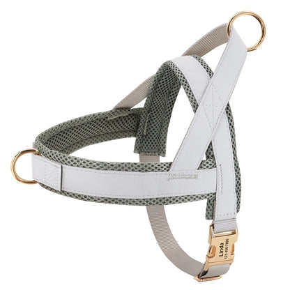 Personalized Large Dog Harness Adjustable Engraved Mesh Leather Pet Harness Vest For Small Medium Large Dogs Pet Supplies XS-XL