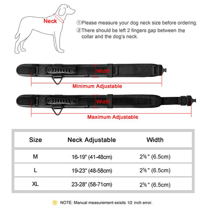 Durable Tactical Dog Collar Adjustable Nylon Military Dog Collar Leash For Medium Large Dogs German Shepherd Training Hunting