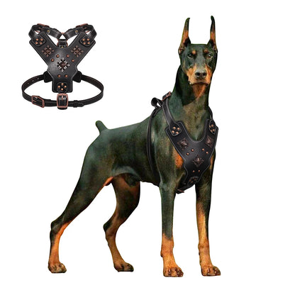Real Leather Large Dog Harness Durable Pet Harness Genuine Leather Dog Vest Quick Control Harnesses for Big Dogs German Shepherd