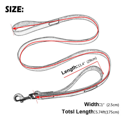 Genuine Leather Pet Dog Leash Rope Pet Training Walking Lead Leashes For Medium Large Dogs Quick Control With 2 Handles