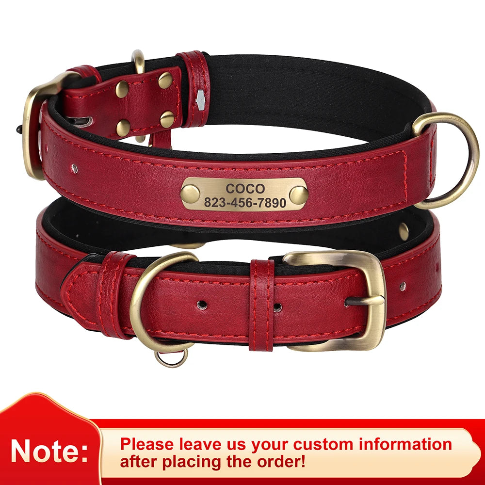 Personalized Dog Collar Leash Custom PU Leather Dog Tag Collars Free Engraved Nameplate For Small Medium Large Dogs Pitbull