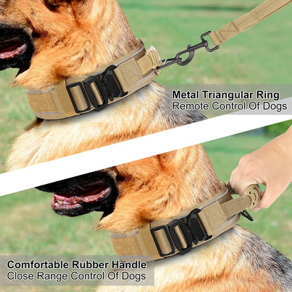 Durable Tactical Dog Collar Adjustable Nylon Military Dog Collar Leash For Medium Large Dogs German Shepherd Training Hunting