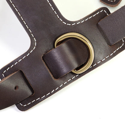 Durable Large Dog Harness Genuine Leather Dog Vest Harnesses Adjustable Quick Control With Handle Pet Supplies For Labrador