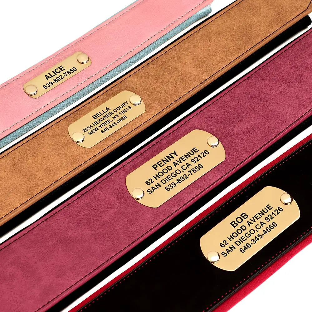 Customized Engraved Dog Collar Wide Leather Dog Collar Large Soft Padded Pet Dog Collars For Medium Large Dogs Free Engraving