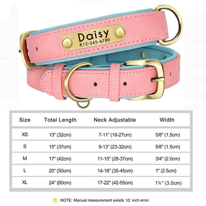 Custom Leather Dog Collar Personalized Collars with Free Engraved Nameplate for Small Medium Large Dogs Pitbull Labrador XS-XXL