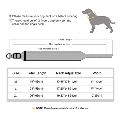 Customized Engraved Dog Collar Wide Leather Dog Collar Large Soft Padded Pet Dog Collars For Medium Large Dogs Free Engraving