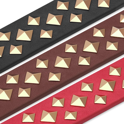 Personalized Genuine Leather Dog Collar Cool Spiked Custom Dog Collars Free Engraved Pet Necklace for Small Medium Dogs Pug