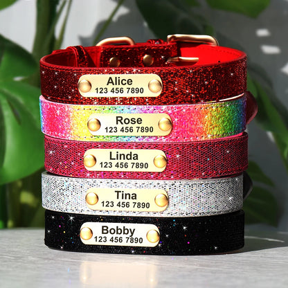 Personalized Dog Collar Bling Customized Anti-lost Pet ID Collar Adjustable Pet Necklace With Engraved Tag For Small Medium Dogs