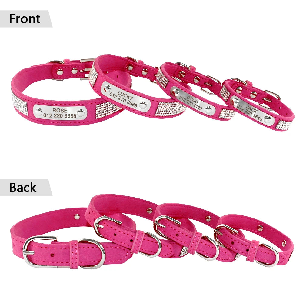 Personalized Dog Collar Bling Customized Anti-lost Pet ID Collar Adjustable Pet Necklace With Engraved Tag For Small Medium Dogs