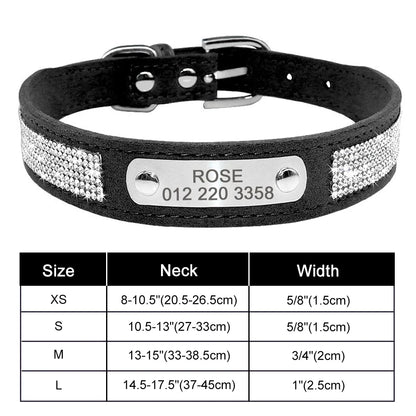 Personalized Dog Collar Bling Customized Anti-lost Pet ID Collar Adjustable Pet Necklace With Engraved Tag For Small Medium Dogs