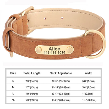 Custom Leather Dog Collar Personalized Collars with Free Engraved Nameplate for Small Medium Large Dogs Pitbull Labrador XS-XXL