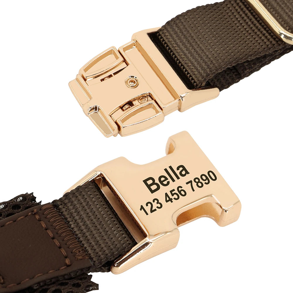 Personalized Large Dog Harness Adjustable Engraved Mesh Leather Pet Harness Vest For Small Medium Large Dogs Pet Supplies XS-XL