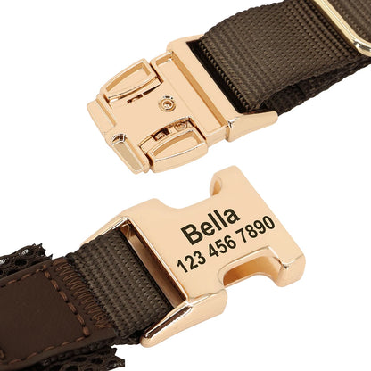Personalized Large Dog Harness Adjustable Engraved Mesh Leather Pet Harness Vest For Small Medium Large Dogs Pet Supplies XS-XL