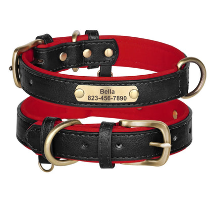 Personalized Dog Collar Leash Custom PU Leather Dog Tag Collars Free Engraved Nameplate For Small Medium Large Dogs Pitbull