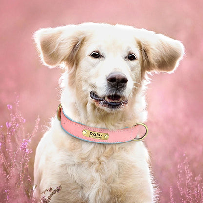 Custom Leather Dog Collar Personalized Collars with Free Engraved Nameplate for Small Medium Large Dogs Pitbull Labrador XS-XXL