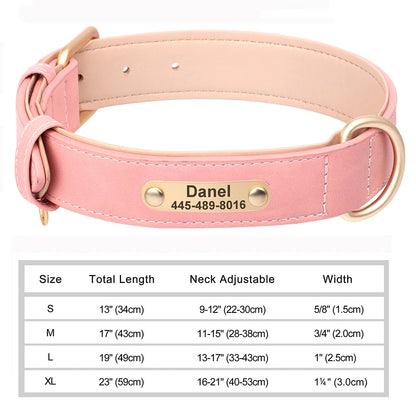 Custom Leather Dog Collar Personalized Collars with Free Engraved Nameplate for Small Medium Large Dogs Pitbull Labrador XS-XXL