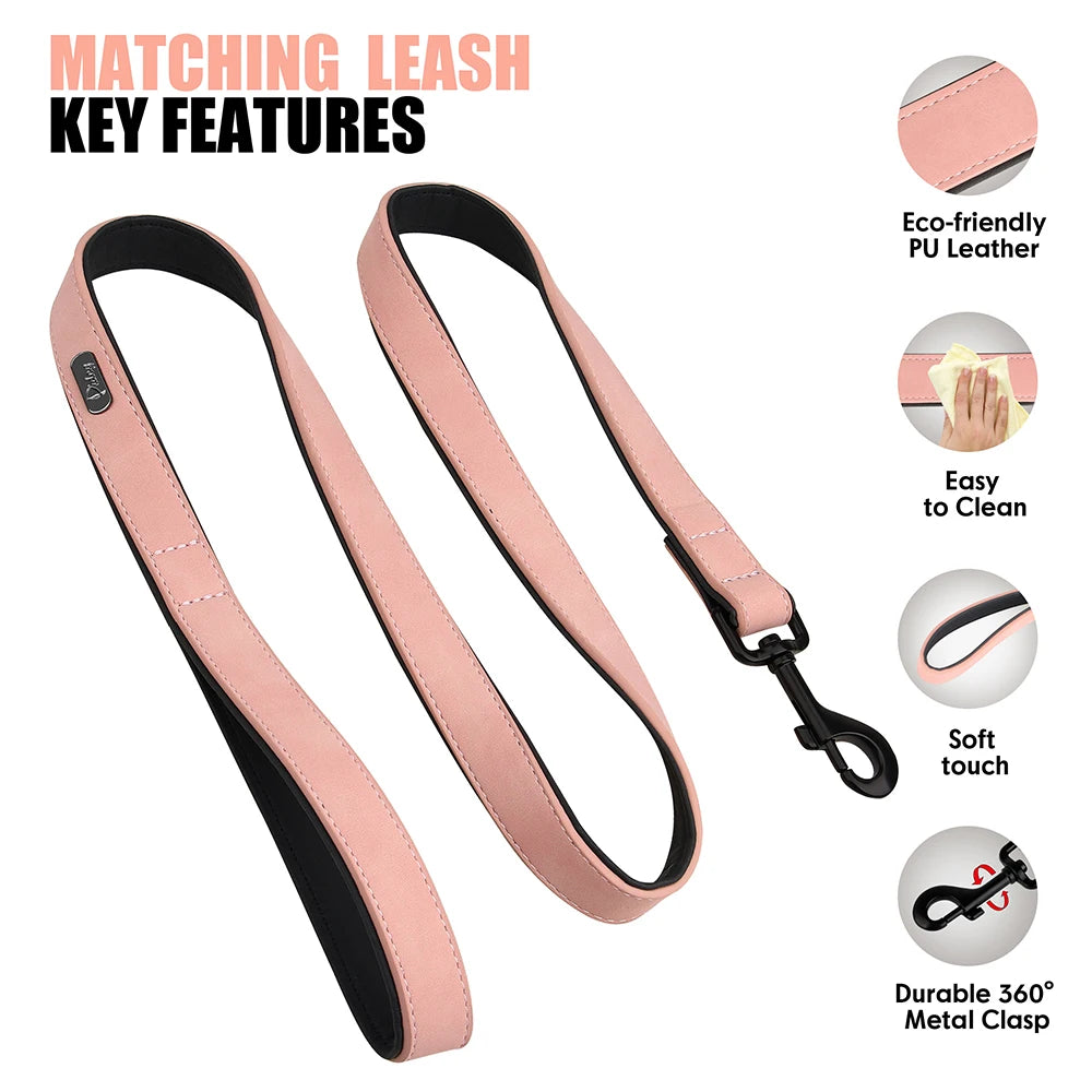 Personalized Dog Collar Leash Set Custom Leather Dog ID Collar Leash Lead For Small Medium Large Dogs Pitbull Bulldog Pugs