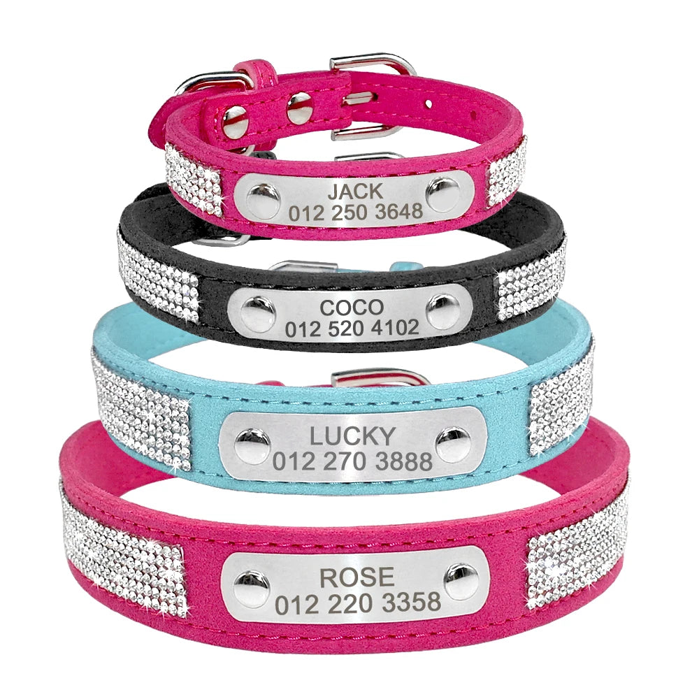 Personalized Dog Collar Bling Customized Anti-lost Pet ID Collar Adjustable Pet Necklace With Engraved Tag For Small Medium Dogs