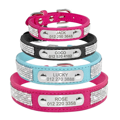 Personalized Dog Collar Bling Customized Anti-lost Pet ID Collar Adjustable Pet Necklace With Engraved Tag For Small Medium Dogs