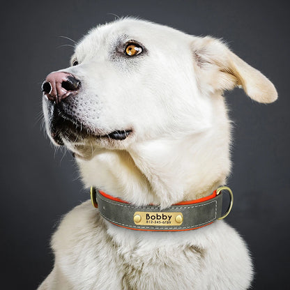 Custom Leather Dog Collar Personalized Collars with Free Engraved Nameplate for Small Medium Large Dogs Pitbull Labrador XS-XXL