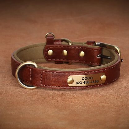 Personalized Dog Collar Leash Custom PU Leather Dog Tag Collars Free Engraved Nameplate For Small Medium Large Dogs Pitbull