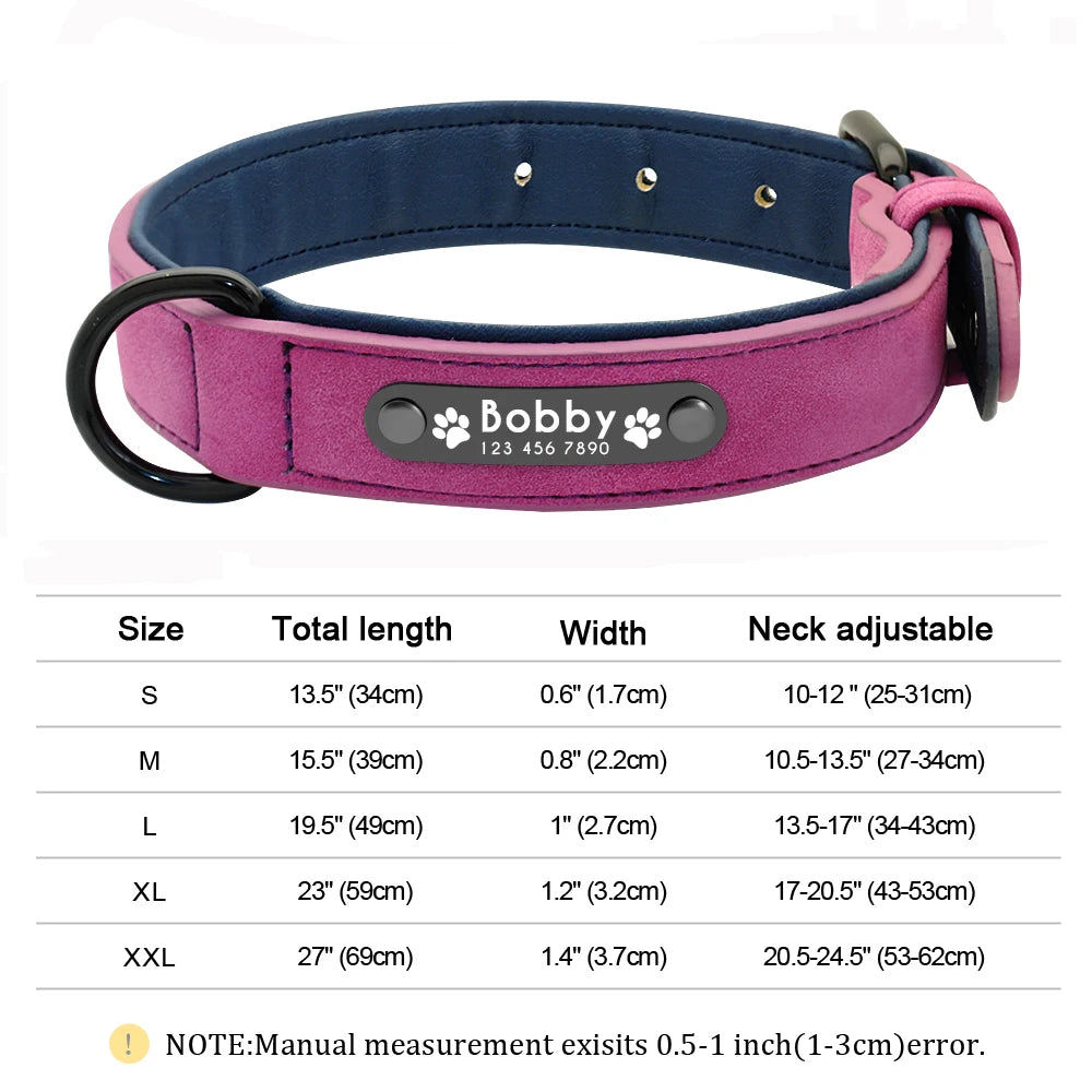 Custom Leather Dog Collar Personalized Collars with Free Engraved Nameplate for Small Medium Large Dogs Pitbull Labrador XS-XXL