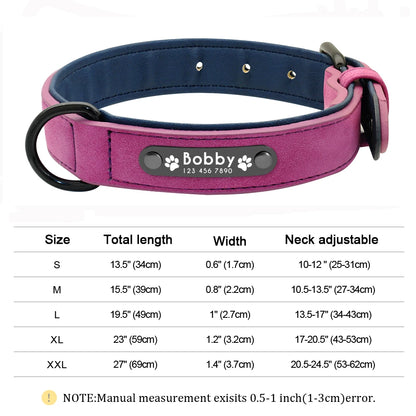 Custom Leather Dog Collar Personalized Collars with Free Engraved Nameplate for Small Medium Large Dogs Pitbull Labrador XS-XXL