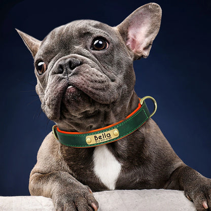 Custom Leather Dog Collar Personalized Collars with Free Engraved Nameplate for Small Medium Large Dogs Pitbull Labrador XS-XXL